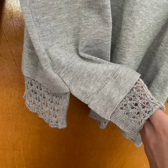 Cyrus Grey Long Sleeve Tee w Lace Trim - Picture 8 of 8